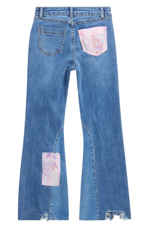 Tractr Kids' Mix Patchwork Flare Leg Jeans In Blue