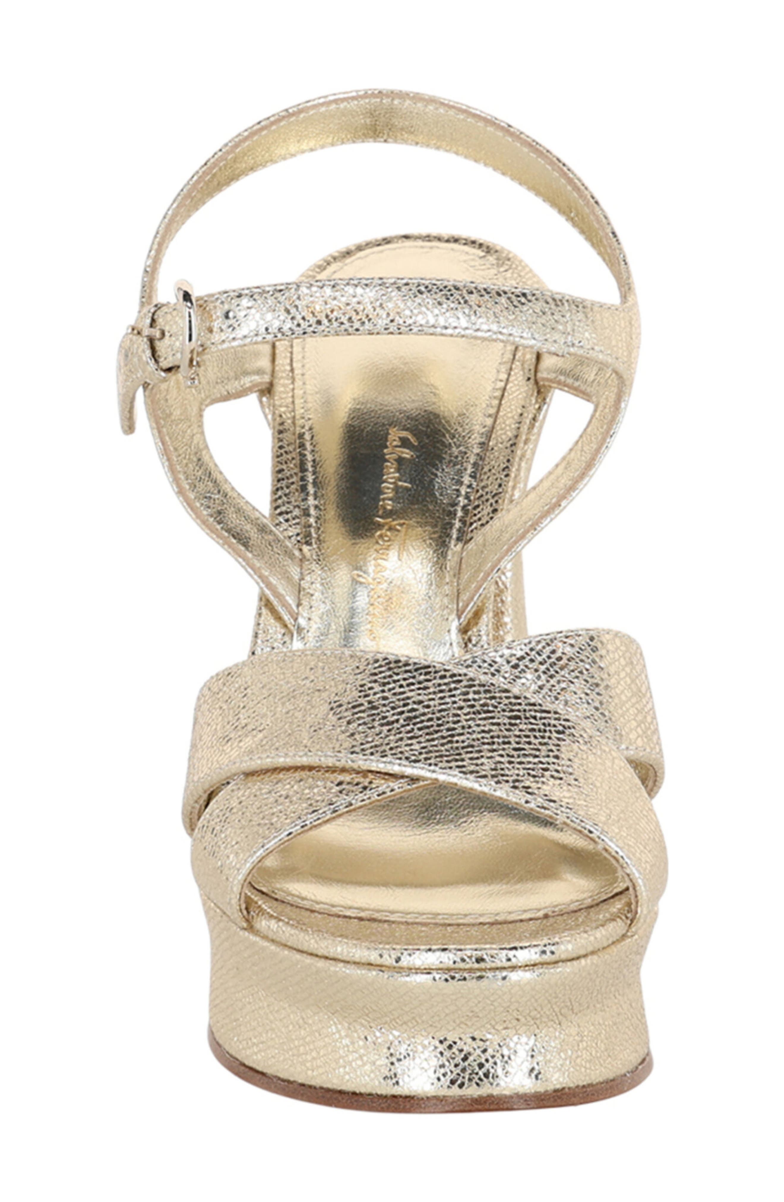 FERRAGAMO Sonya Metallic Leather Platform Sandal, Alternate, color, 