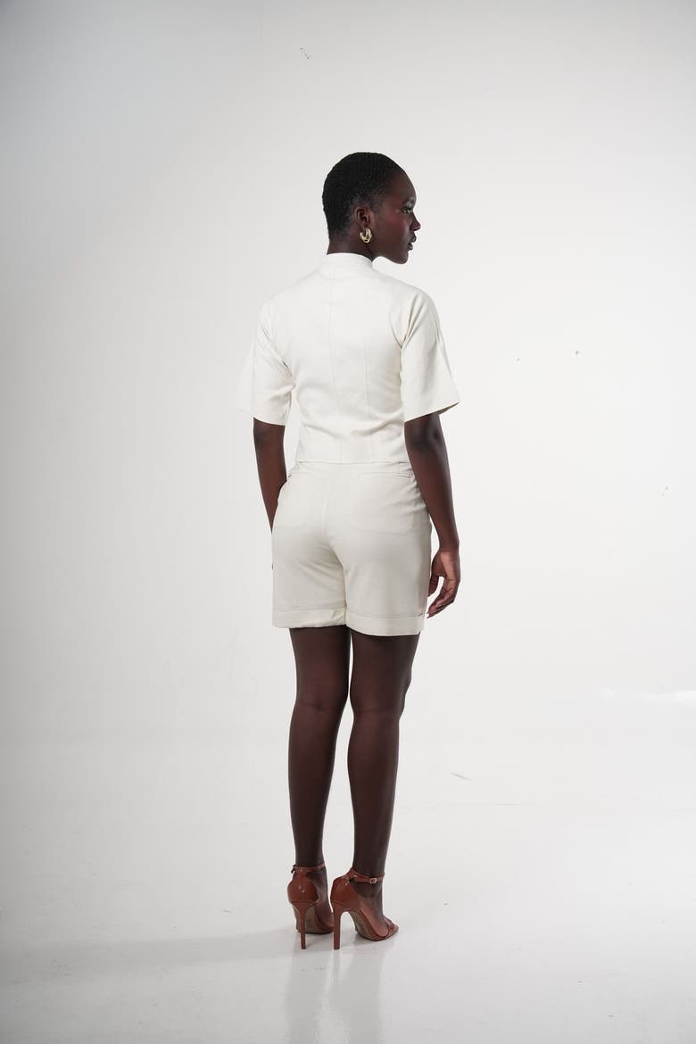 Narea Shell-button Linen Top, Alternate, color, Ivory (off-white)