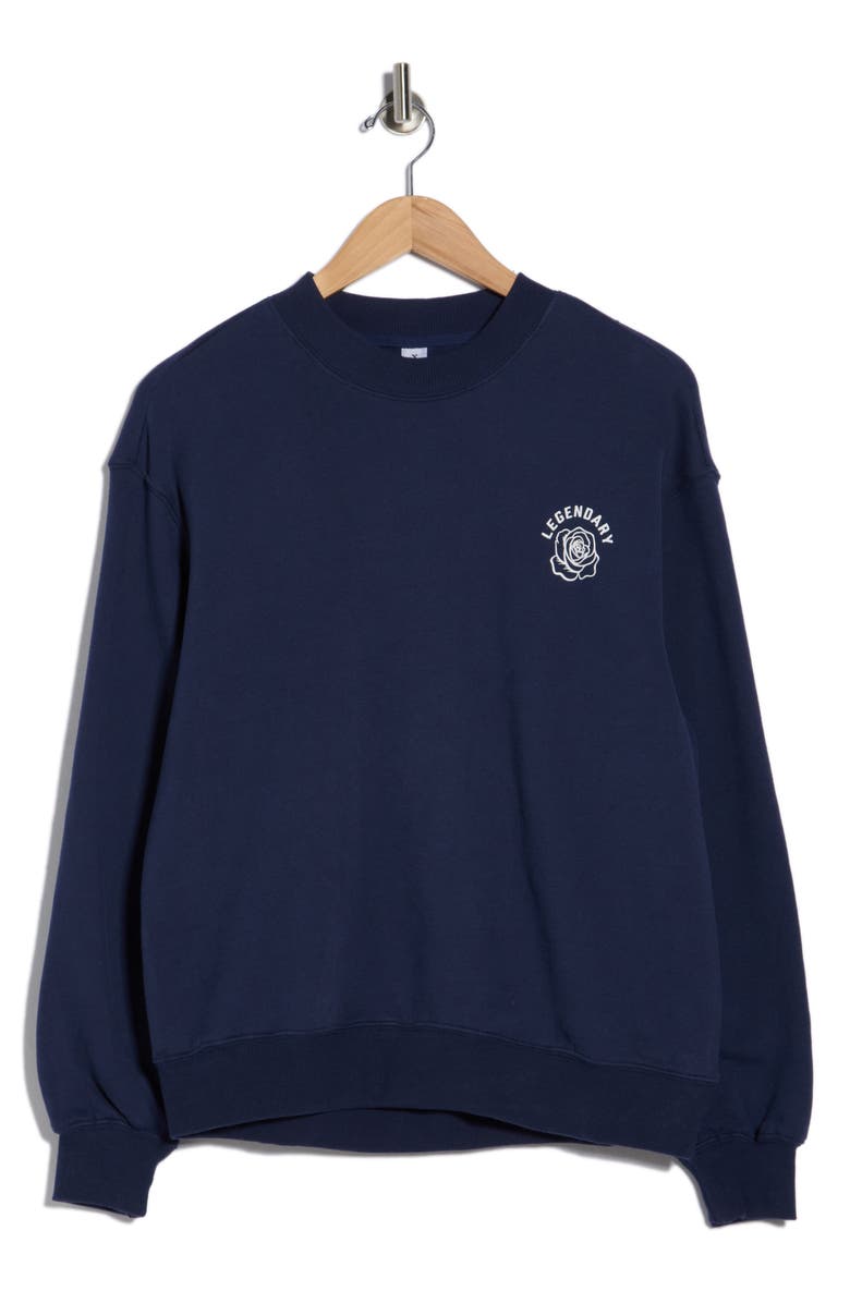 YOGALICIOUS The Varsity Vault Fleece Sweatshirt, Main, color, Naval Blue