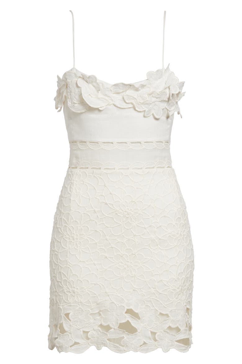 Reola Floral Appliqué Eyelet Ramie Minidress, Alternate, color, WHITE