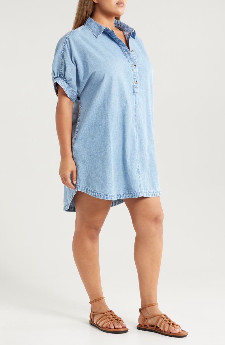 Treasure & Bond Chambray Polo Shift Dress, Alternate, color, Light Wash