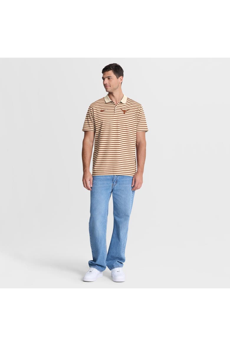 Men's Nike Cream Texas Longhorns Solid Foundation Striped Performance Polo, Alternate, color, Tan