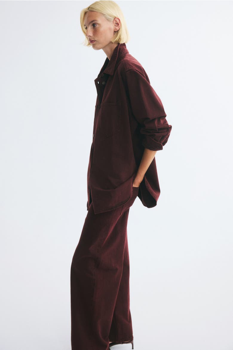 Oversized Denim Shirt, Alternate, color, Burgundy