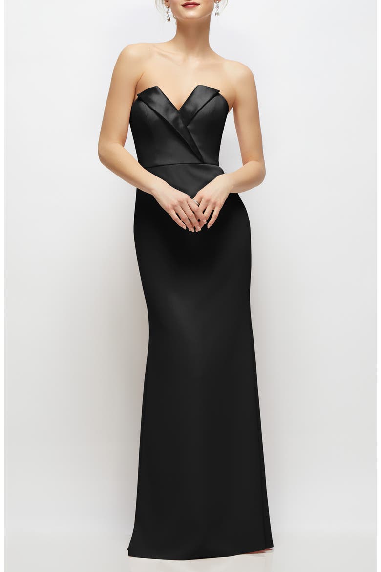womens tuxedo dress Gown Crafted from knit crepe fabric with some stretch for a comfortable fit Black Tuxedo Dress