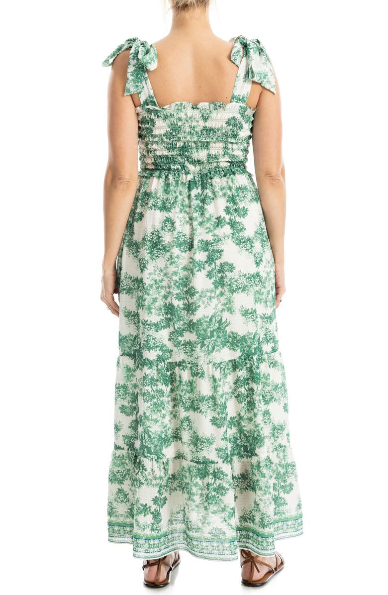 MAX STUDIO Print Tie Strap Maxi Dress, Alternate, color, Cream/ Meadow