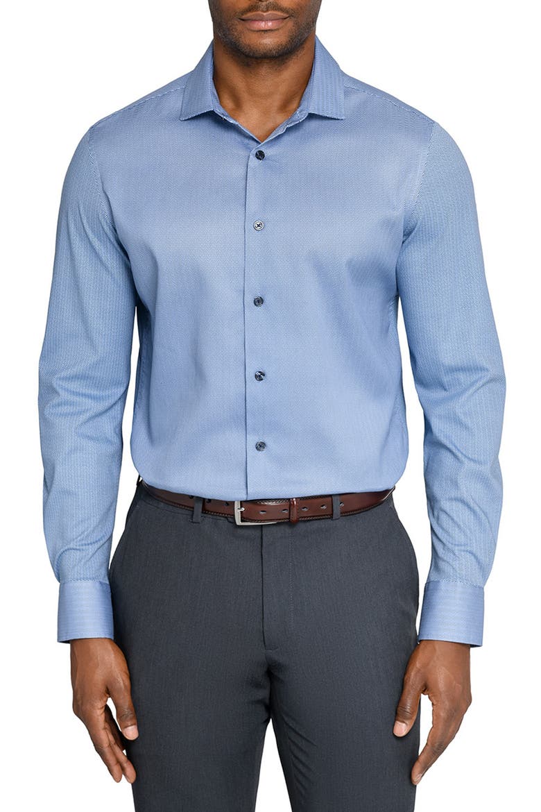 Slim Fit Stripe Duo Reworked Cotton Dress Shirt, Main, color, NAVY/ BLUE