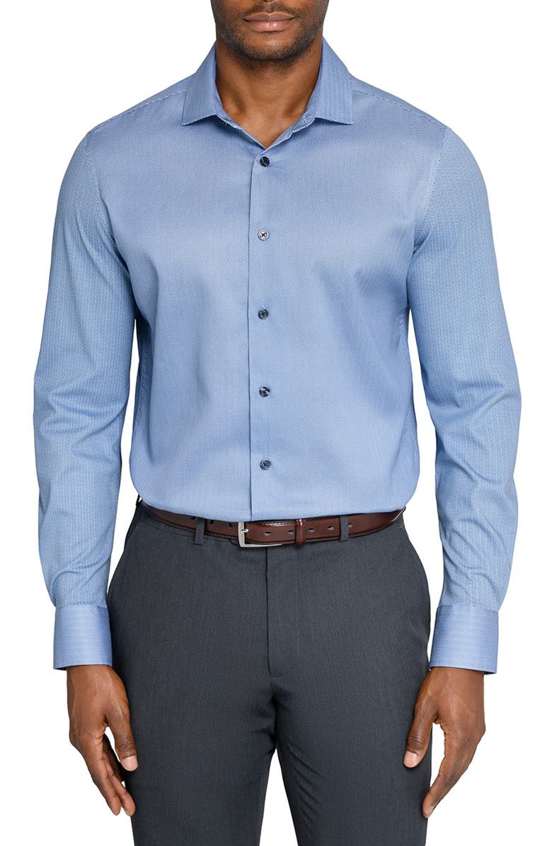 W.R.K Slim Fit Stripe Duo Reworked Cotton Dress Shirt, Main, color, Navy/ Blue