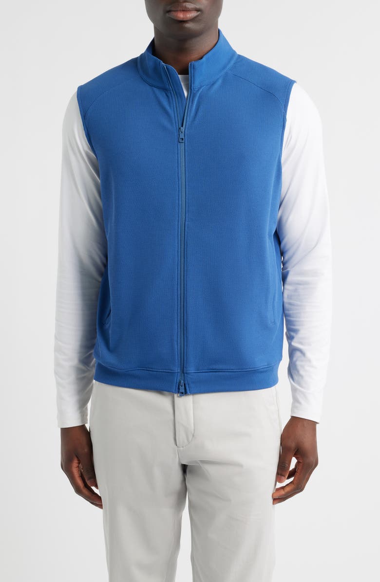 Peter Millar Cradle Piqué Performance Full Zip Vest, Alternate, color, Windsor Blue