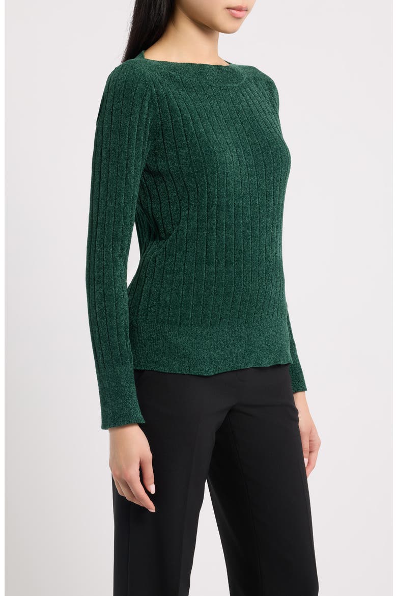 Chenille Rib Bateau Neck Sweater, Alternate, color, PINE FOREST