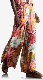 Desigual Tropical Print Wide Leg Trousers