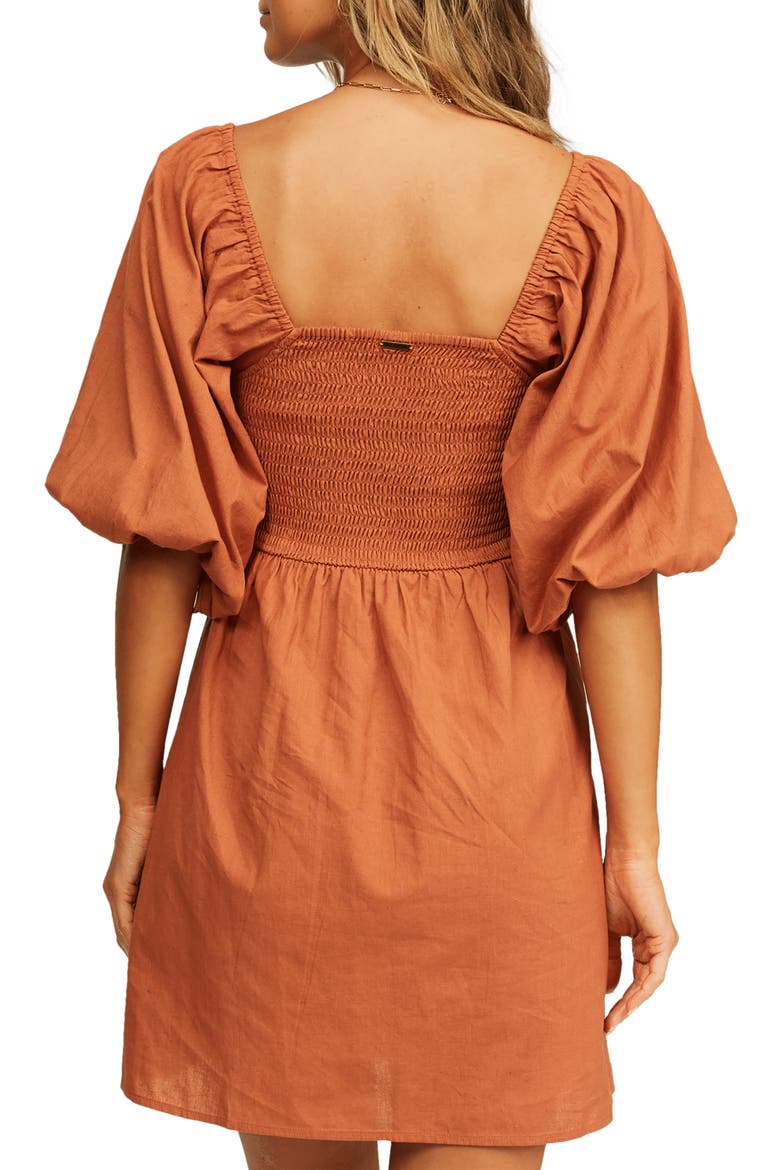 Paradise Days Puff Sleeve Minidress, Alternate, color, BRONZE