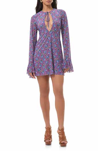 Kori Floral Cutout Bell Sleeve Mesh Minidress