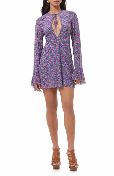 Kori Floral Cutout Bell Sleeve Mesh Minidress