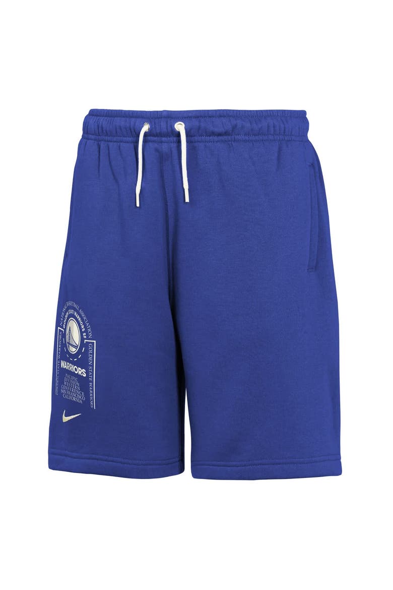 Youth Nike Royal Golden State Warriors Courtside Club Fleece Shorts, Alternate, color, Royal