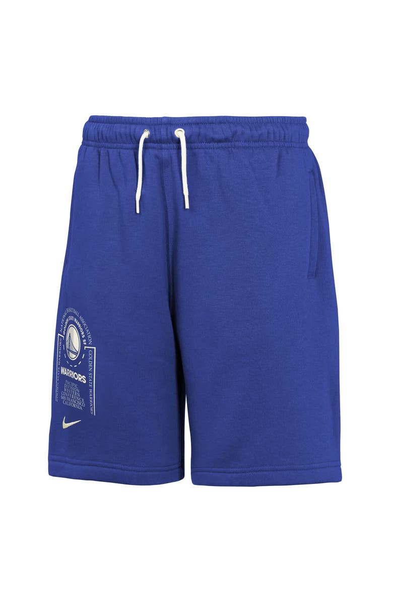 Nike Youth Nike Royal Golden State Warriors Courtside Club Fleece Shorts, Alternate, color, Royal