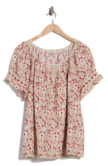 Max Studio Keyhole Short Sleeve Top