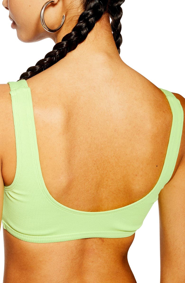 Topshop Cutout Rib Bikini Top, Alternate, color, 