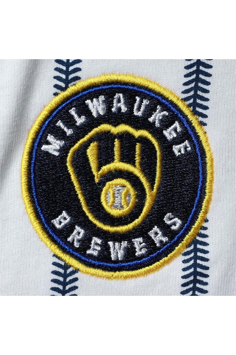 Infant White Milwaukee Brewers Pinstripe Power Hitter Coverall, Alternate, color, White