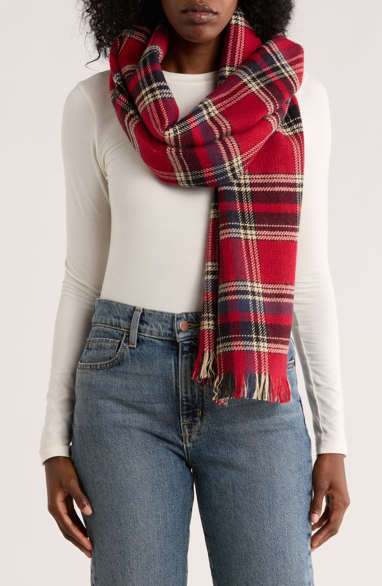 Tasha Houndstooth & Plaid Reversible Scarf, Main, color, Red/ Multi