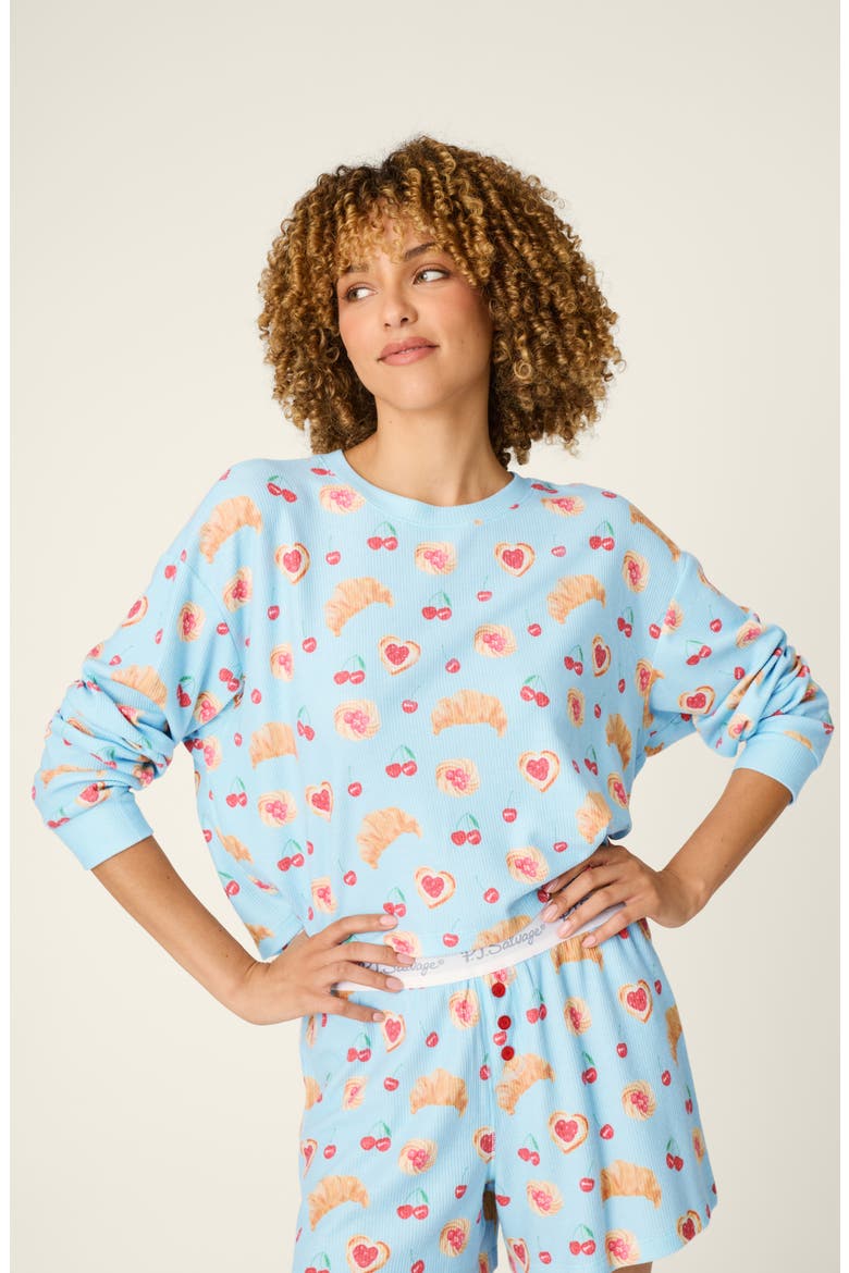 Boyfriend Boxer Pajamas, Alternate, color, CRYSTAL BLUE