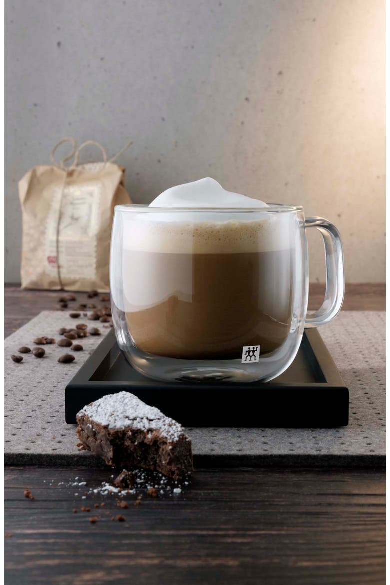 Sorrento Plus Set of 2 Double Wall Glass Cappuccino Mugs, Alternate, color, CLEAR