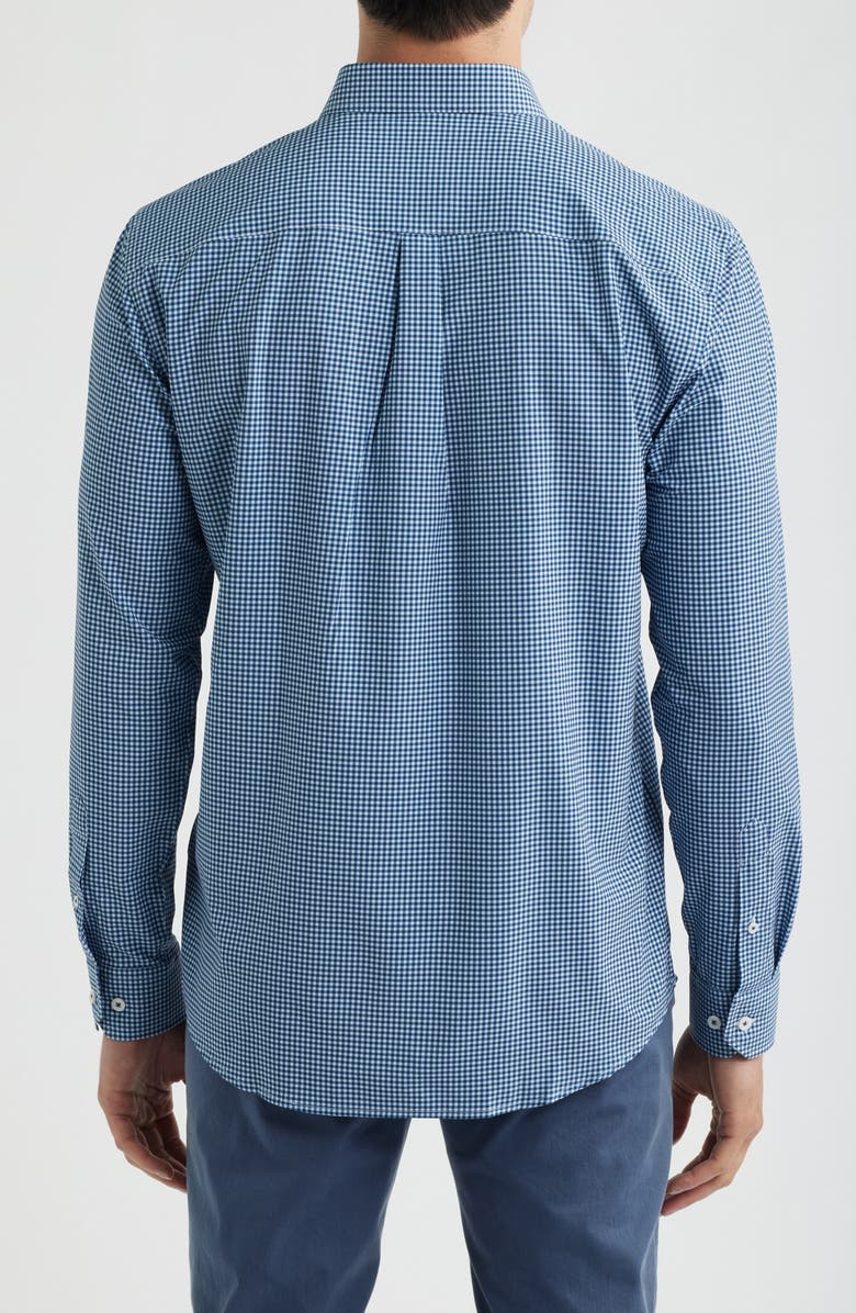 Johnston & Murphy XC+<sup>™</sup> Performance Game Day Gingham Button-Up Shirt, Alternate, color, Navy
