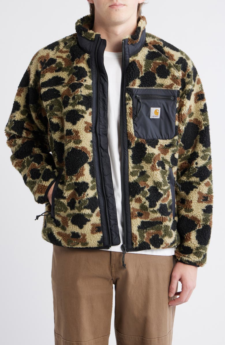 Carhartt Work In Progress Prentis Fleece Zip Jacket, Main, color, Camo Duck Jacquard Green