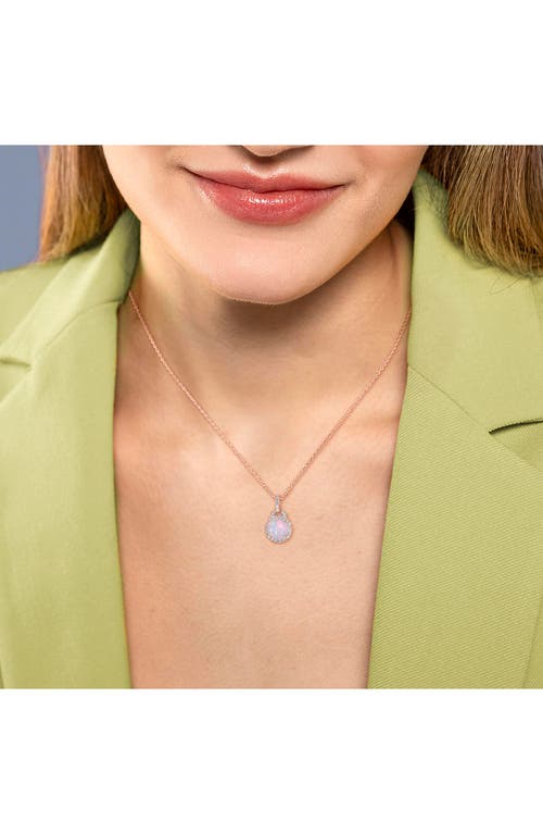 Delmar Blue Ethiopian Opal & Lab Grown White Sapphire Pendant Necklace In White