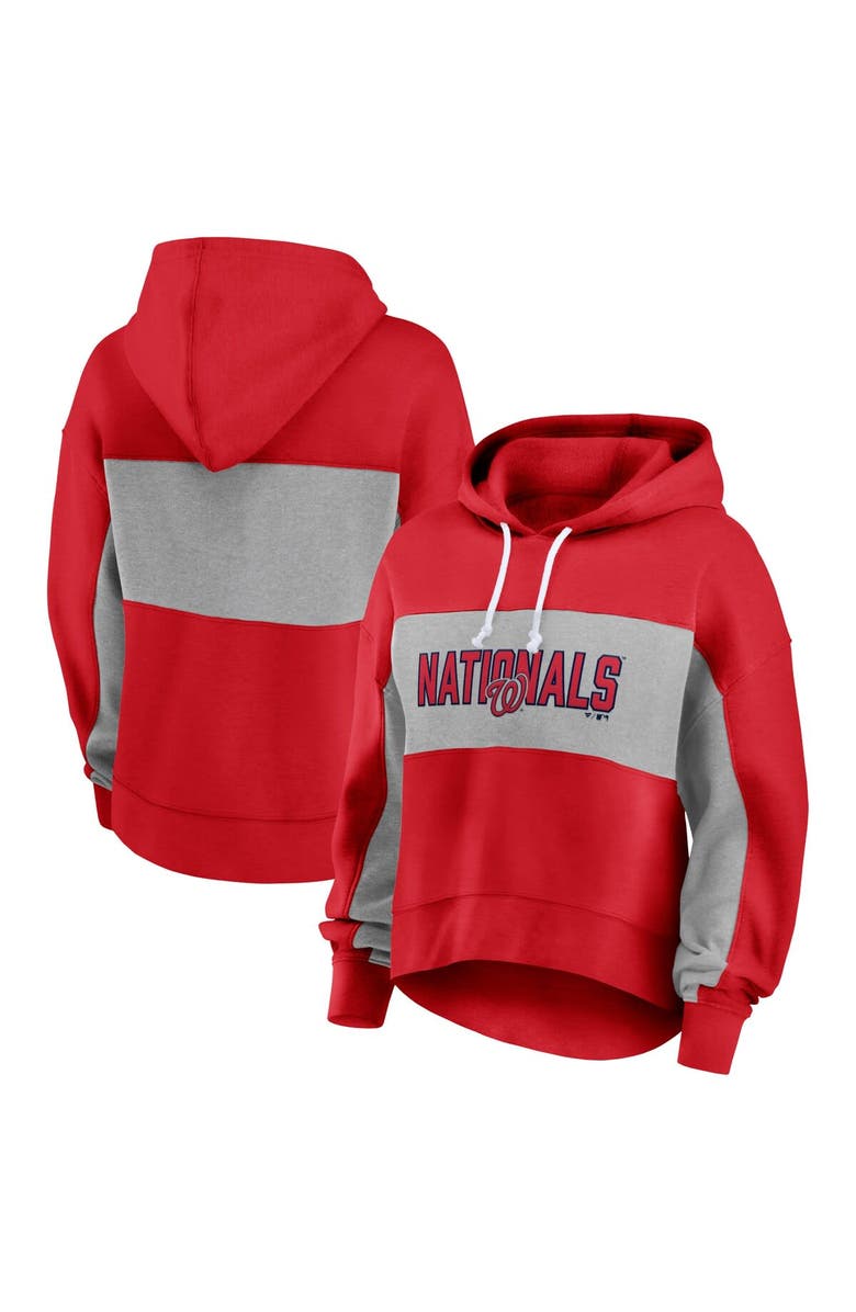 FANATICS Women's Fanatics Branded Red Washington Nationals Filled Stat Sheet Pullover Hoodie, Alternate, color, Red