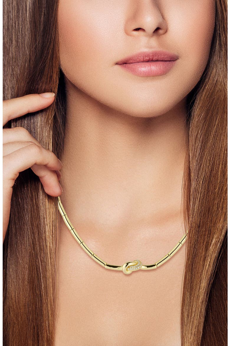 Love Knot Cubic Zirconia Chain Necklace, Alternate, color, GOLD