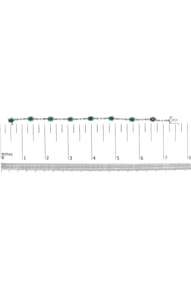 10K White Gold Oval Green Emerald & Diamond Alternating Link Bracelet, Alternate, color, White