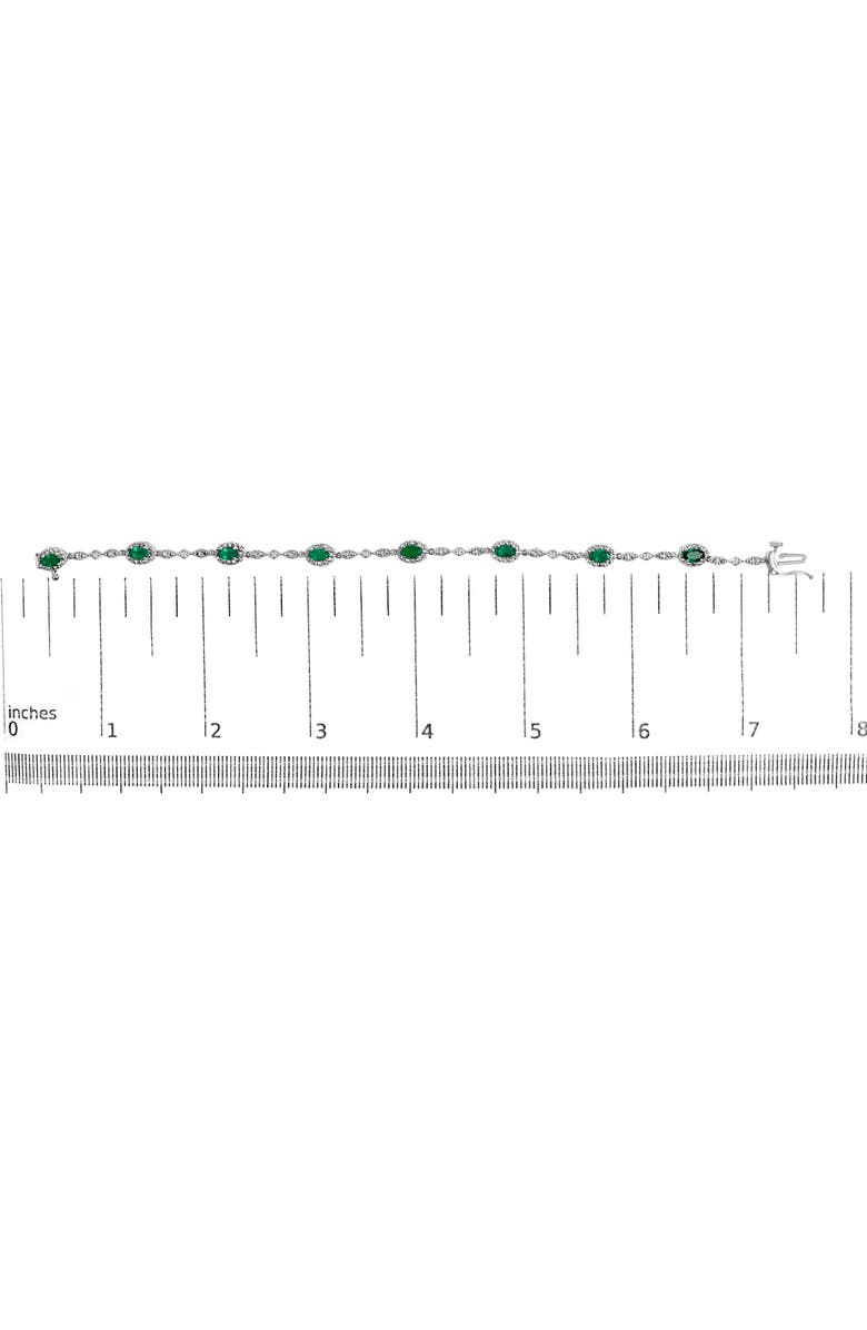 Haus of Brilliance 10K White Gold Oval Green Emerald & Diamond Alternating Link Bracelet, Alternate, color, White