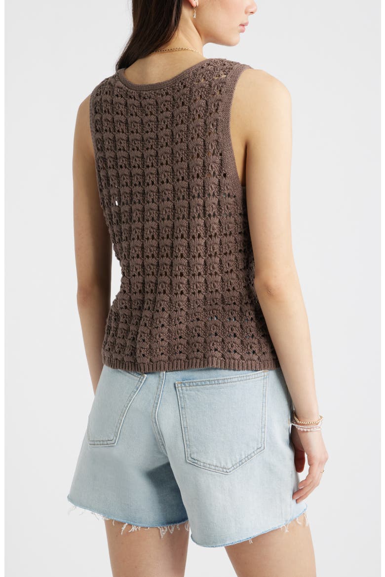Tie Front Cotton Sweater Vest, Alternate, color, BROWN QUARTZ