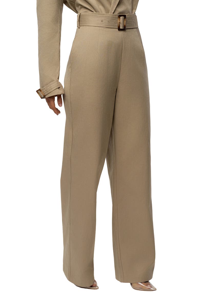 Uncharted Belted Cotton Blend Pants, Main, color, BEIGE