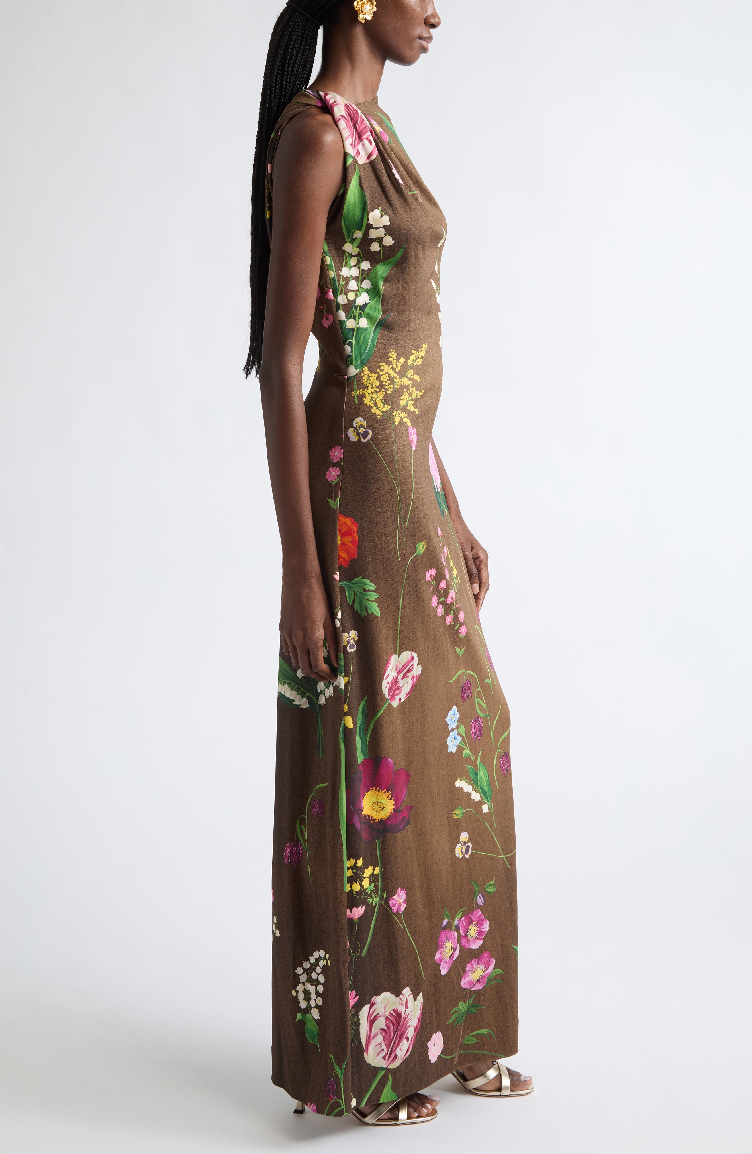 Oscar de la Renta Mixed Botanical Milano Jersey Dress (Women) | Nordstrom