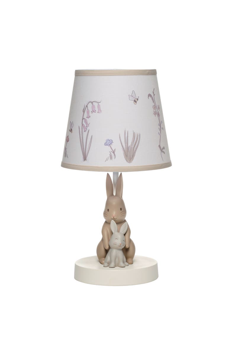 Lambs & Ivy Signature Bunny Hop Hand-Painted Resin Rabbits Lamp with Shade, Main, color, Cream