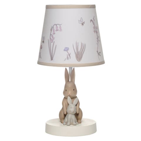 Signature Bunny Hop Hand-Painted Resin Rabbits Lamp with Shade