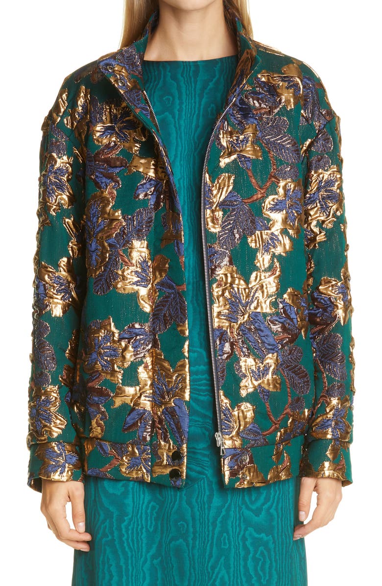 美品 20AW DRIES VAN NOTEN ボタニカル柄ジャケット XS Dries Van Noten Cotton-blend jacquard jacket Dries Van Noten