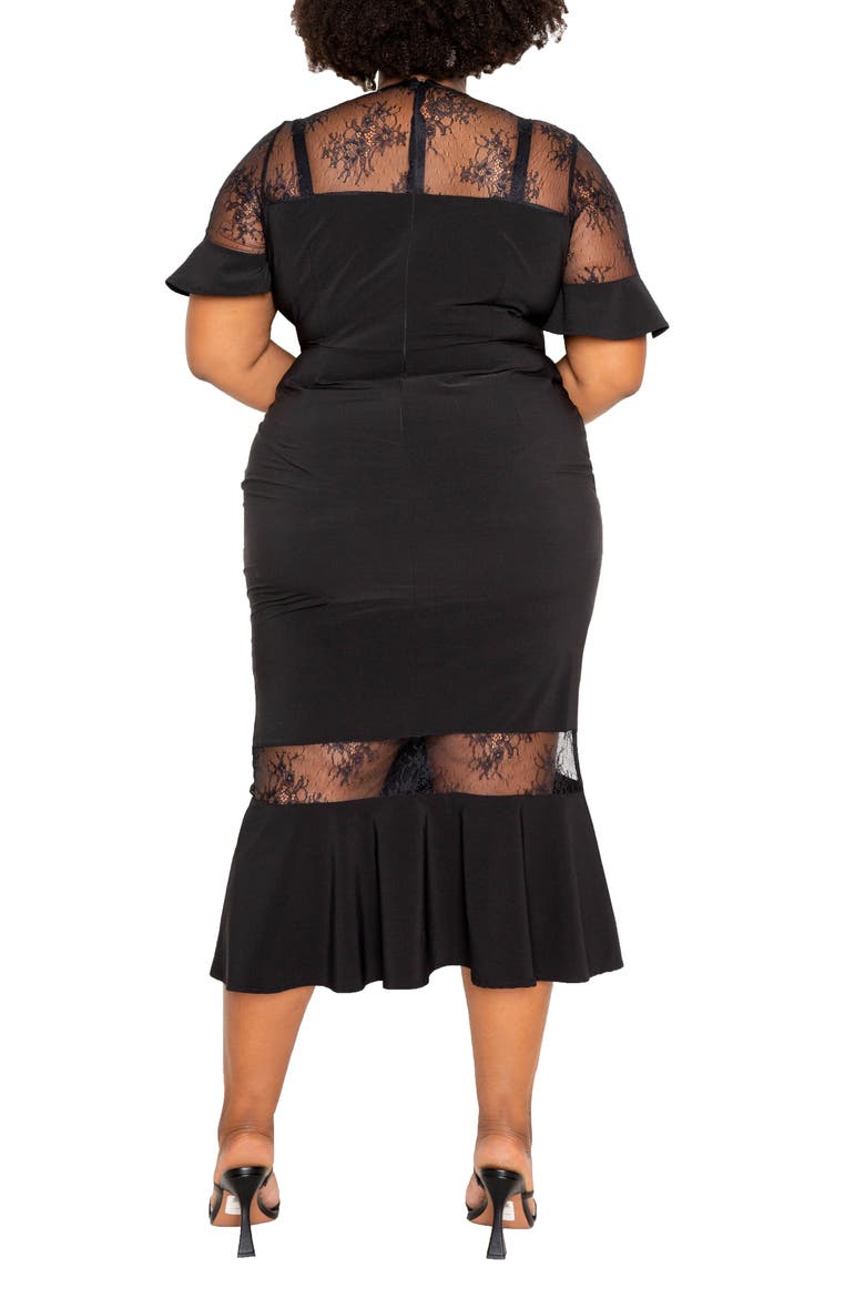 Fit & Flare Dress With Lace Inserts, Alternate, color, BLACK