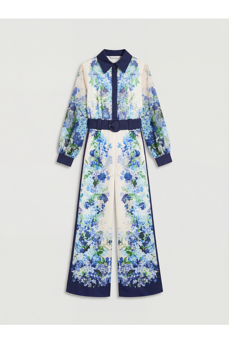 Long Sleeve Placement Print Jumpsuit, Alternate, color, Ivory