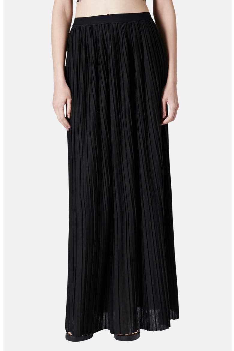 Pleated Maxi Skirt, Main, color, BLACK