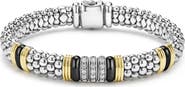 LAGOS Two-Tone Black Ceramic Station Diamond Bracelet