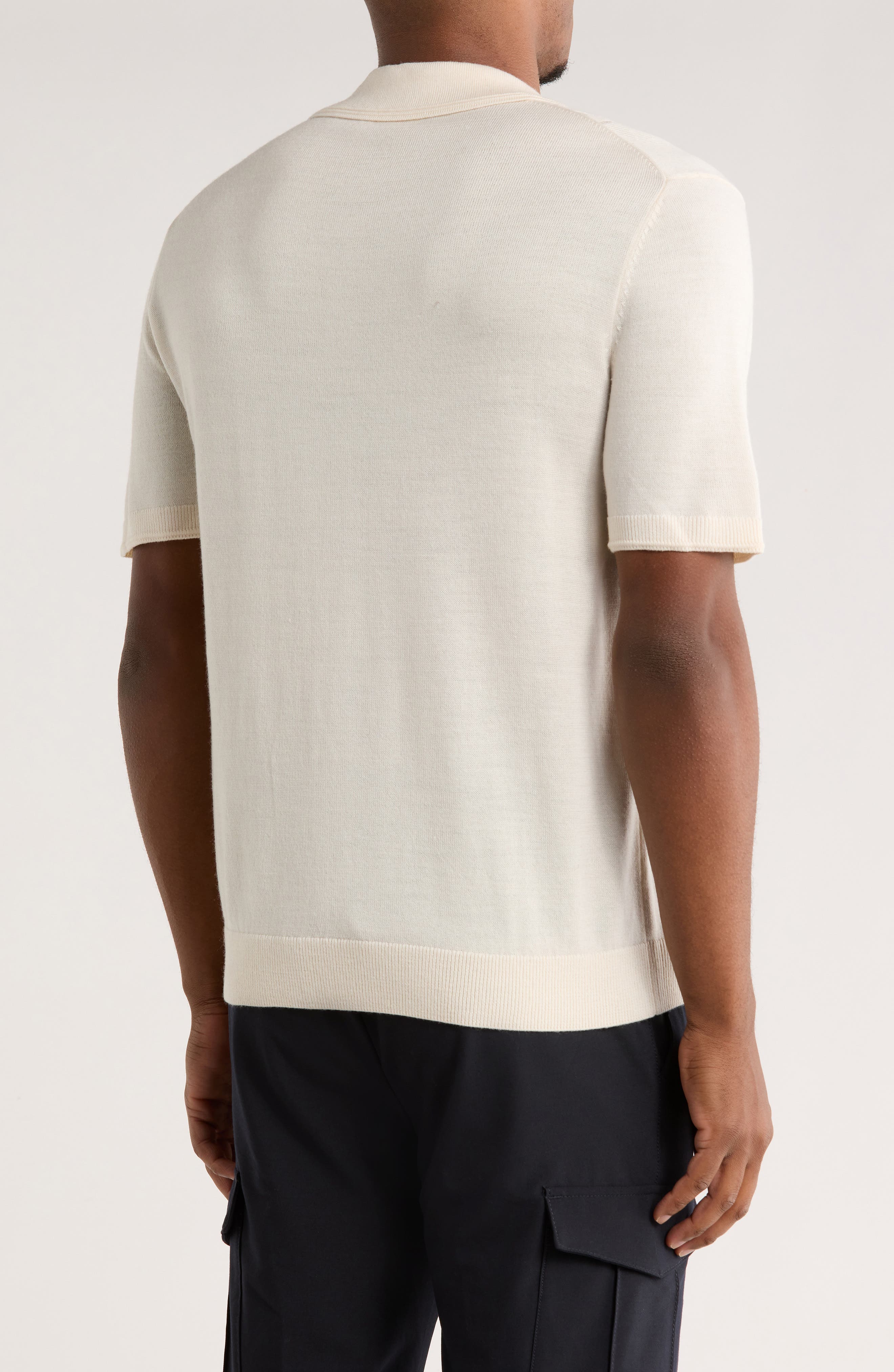 Stitch Panel Wool Blend Polo - image 4