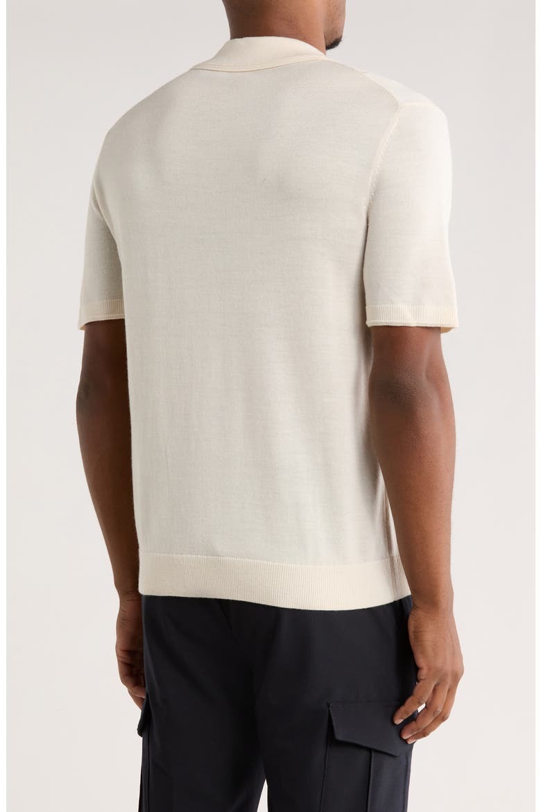 Stitch Panel Wool Blend Polo, Alternate, color, ECRU