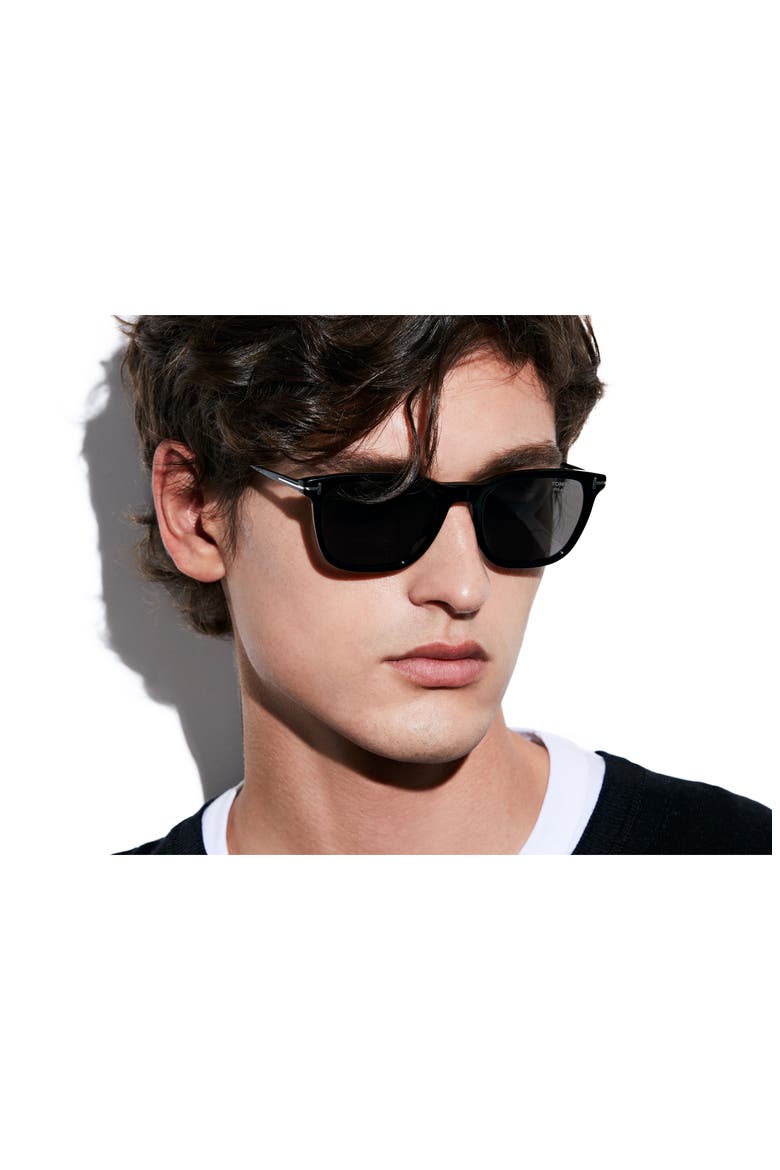 Arnaud 53mm Polarized Square Sunglasses, Alternate, color, SHINY BLACK / SMOKE POLARIZED
