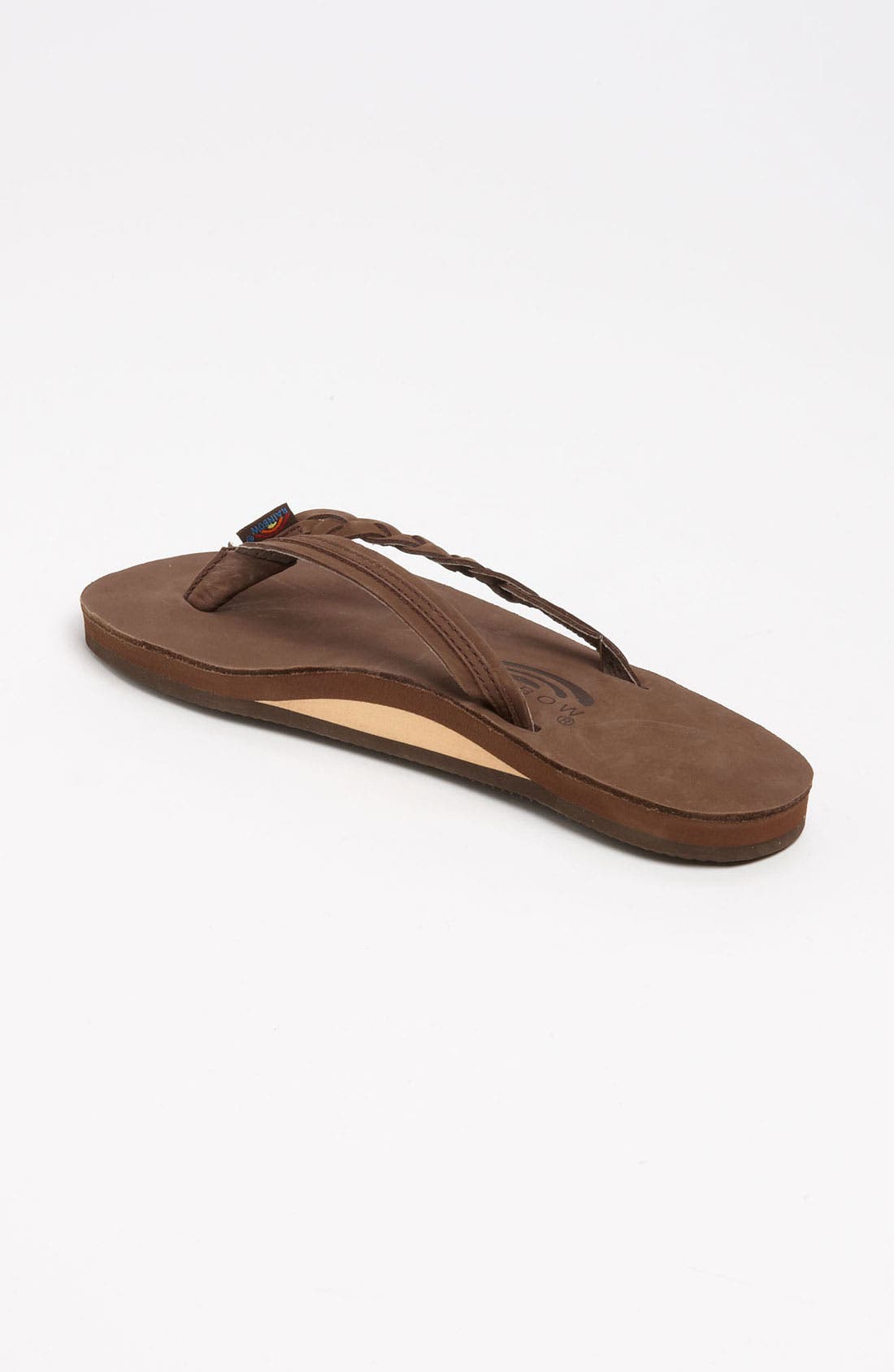 Rainbow<sup>®</sup> Rainbow 'Flirty' Braided Leather Flip Flop, Alternate, color, Expresso