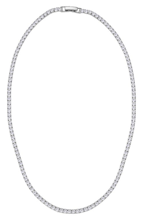 Adornia Silver Crystal 3mm Tennis Chain Necklace In Silver