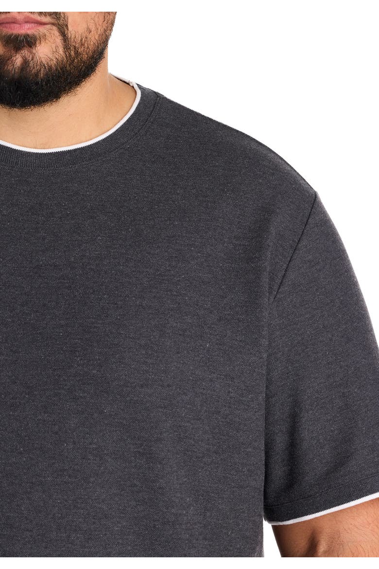 Big & Tall Piqué Crewneck T-Shirt, Alternate, color, BLACK HEATHER