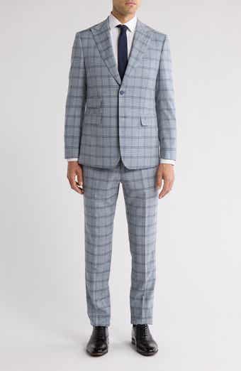 English Laundry Plaid Grey & Blue Mélange Suit